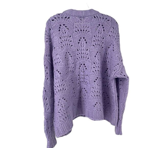 Aerie Sweater Purple Oversized Chunky Open Knit Size M Cozy Casual Preppy Top - Picture 6 of 8